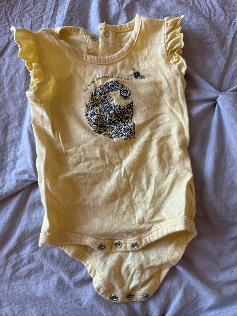 Carhartt Soft Yellow Floral Baby One-Piece Romper
